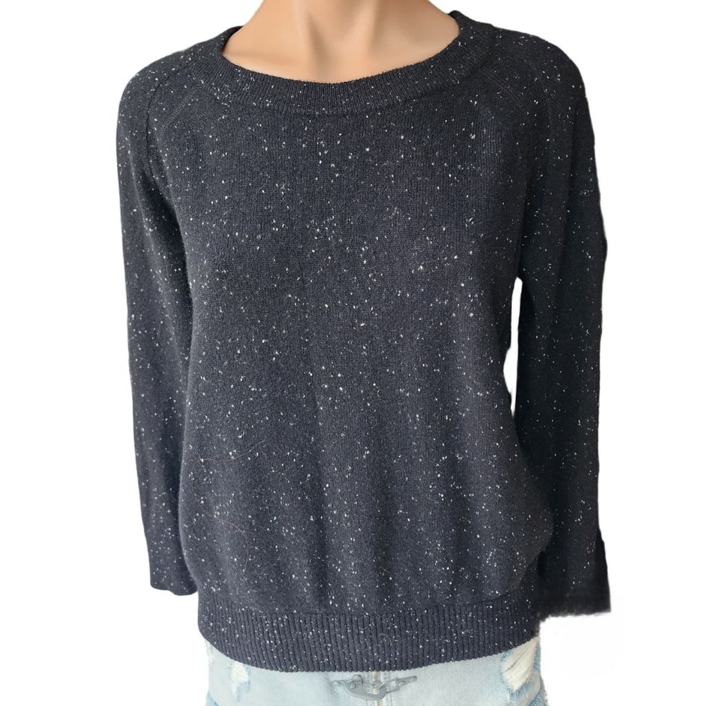 PALMER & PURCHASE‎ Black White Speckled Cashmere Crew Neck Sweater S 223